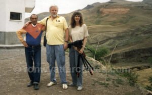 Hassan Ozer who ran the Visitors Center, Ron Wyatt and Mary Nell Wyatt. The lower end of the ark can. be seen mid-right.
