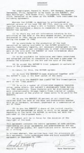 Contract between Ron Wyatt and Rene Noorbergen. Noorbergen was to write a book on Ron's research
