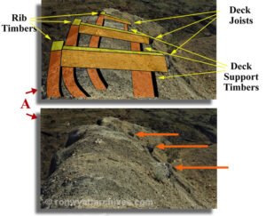 Diagram explaining Ron's belief that these are the remains of deck joists.