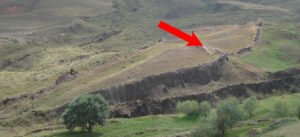 Noah's Ark showing the limestone outcropping that impales it