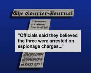 Newspaper article about Ron and the boys being imprisoned in Saudi Arabia.