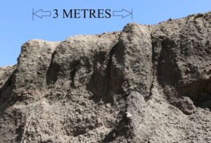 These rib indentions are equally spaced apart by 3 meters.