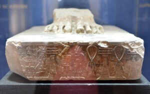 Base of a statue of Djoser with the name and titles of Imhotep (Wikimedia Commons)