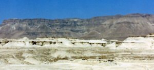 The whitish colored formations that caught Ron Wyatt's eye as he drove past them on the way to the Red Sea crossing site at Nuweiba Egypt. (© Mary Nell Lee)