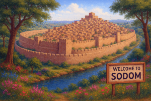 The cities of the plain were obviously beautiful and full of flowers, tree and along a river.